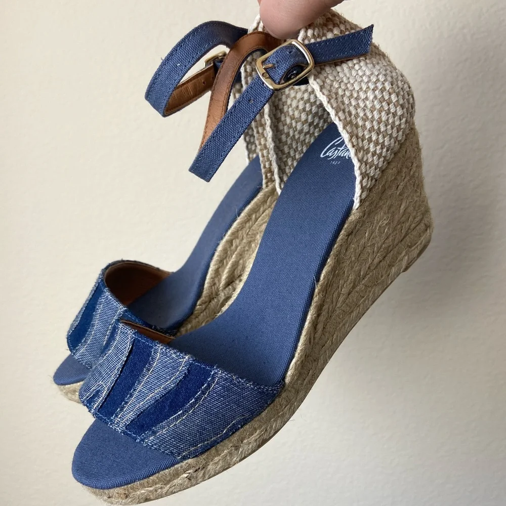 Castaner espadrille denim wedges, size 36